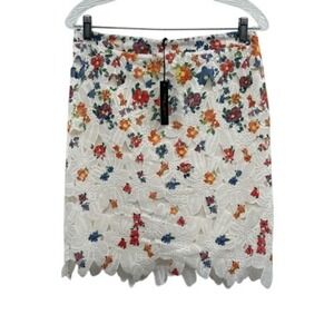 Romeo & Juliet Couture Skirt Women Size‎ Large White Lace Floral Embroidered New